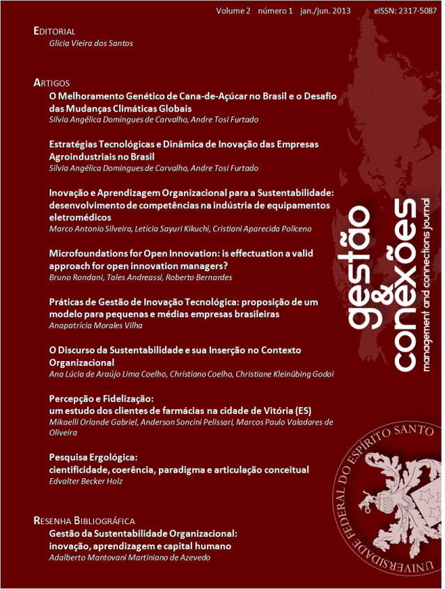 					Visualizar v. 2 n. 1 (2013): Inovação, Organizações e Sustentabilidade
				